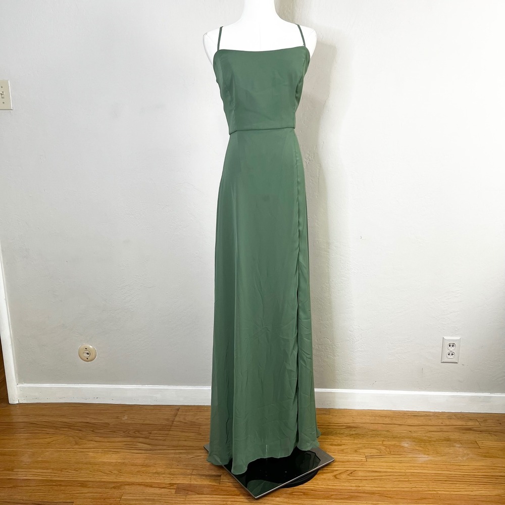 AFTER SIX 1559 Vineyard Green Bridesmaid Dress Formal Gown‎ Lace Up Back Size 16